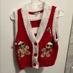 Red and White Gingerbread Sweater Vest